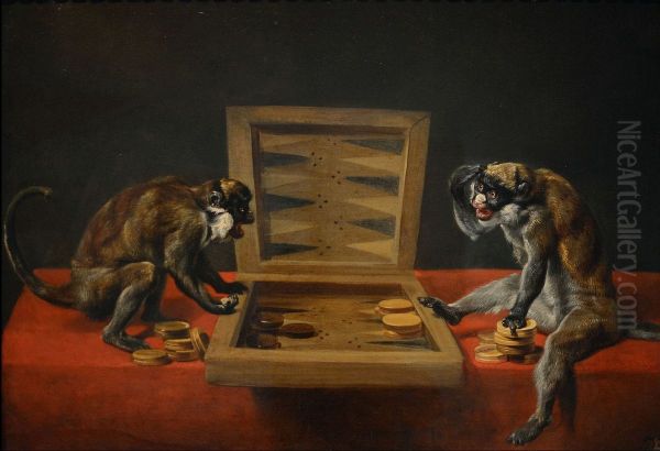 Monkeys at Backgammon Oil Painting by Frans Snyders