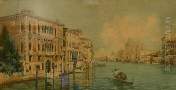 Santa Maria Della Salute And The Grand Canal Venice Oil Painting by Ettore Cadorin