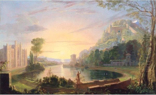 Helicon and Aganippe (Allegorical Landscape of New York University) Oil Painting by Samuel Finley Breese Morse