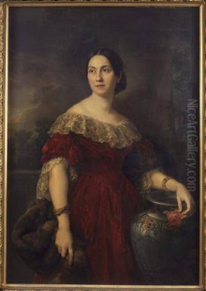 Mrs. Aaron Vail (Emilie Salles, ca. 1815-1860) Oil Painting by Vicente Lopez Portana