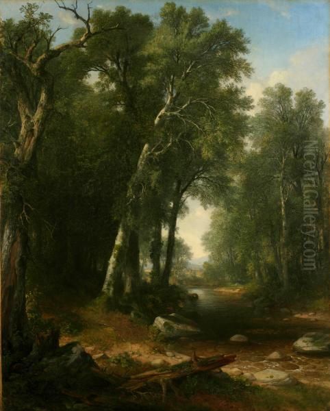 Woodland Brook Oil Painting by Asher Brown Durand