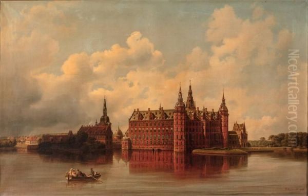 Frederiksborg Palace, near Copenhagen Oil Painting by Ferdinand Richardt