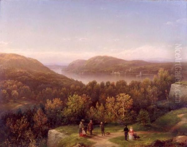 Hudson River Valley from Fort Putnam, West Point Oil Painting by George Henry Boughton