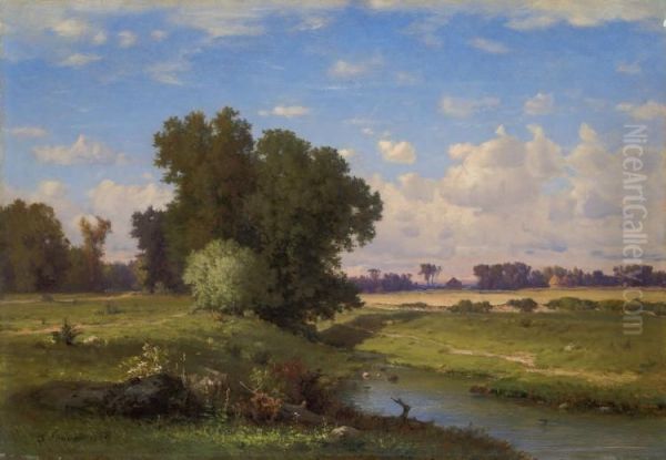 Hackensack Meadows, Sunset Oil Painting by George Inness