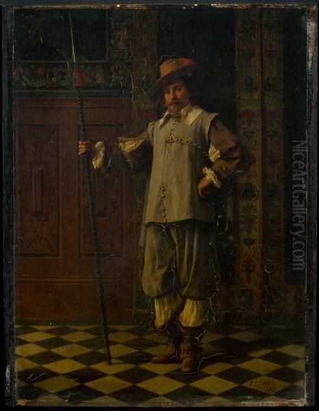 Halberdier Oil Painting by Eugene Fichel