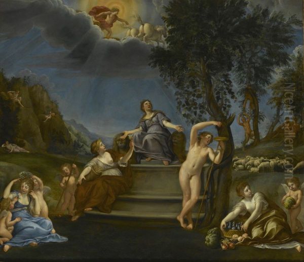 Cybele et les Saisons, ou Allegorie de la Terre Oil Painting by Francesco Albani