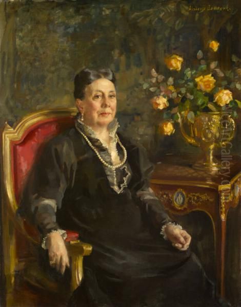 Mrs. Daniel Willis James (1833-1916) Oil Painting by Alphonse Jongers