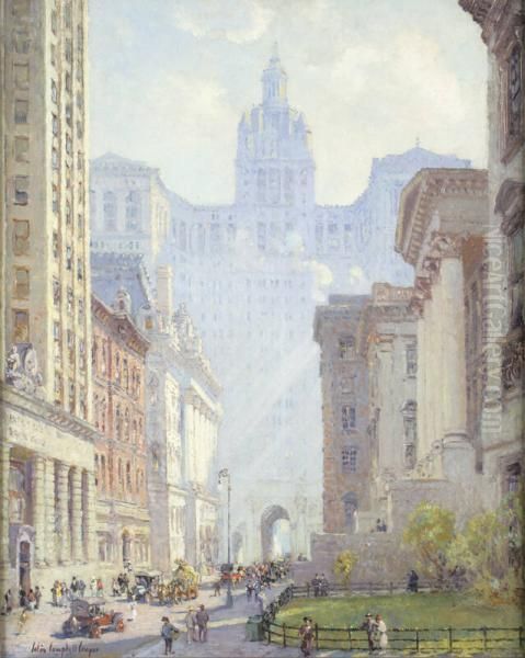 Chambers Street and the Municipal Building, N.Y.C. Oil Painting by Colin Campbell Cooper