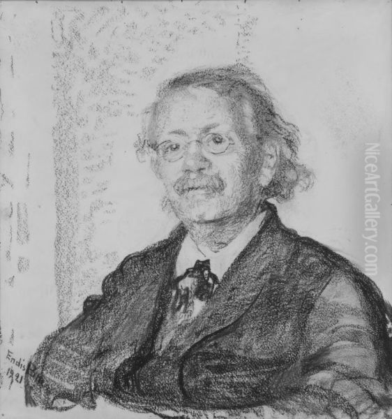 Knut Wicksell (1851-1926), professor, nationalekonom, samhallsdebattor, levde i samvetsaktenskap med Anna Bugge Oil Painting by Endis Bergstrom