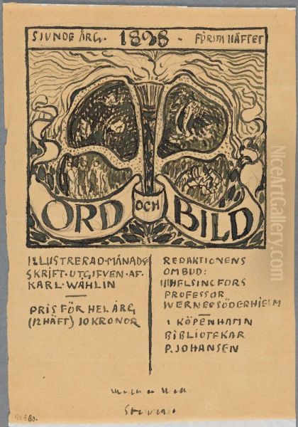 Sketch for cover for Ord&Bild 1898 Oil Painting by Nils Kreuger