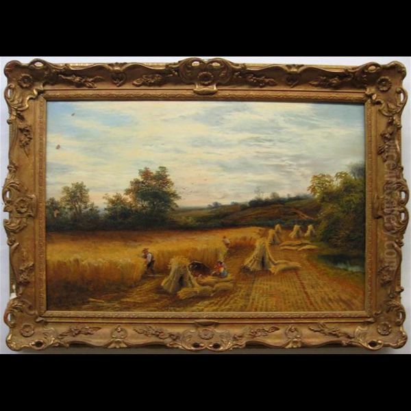 A Harvest Scene Oil Painting by Walter Wallor Caffyn