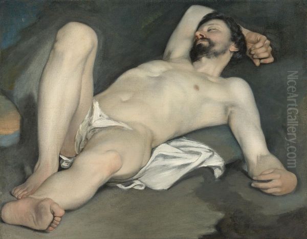 Reclining Male Nude Oil Painting by Guido Cagnacci