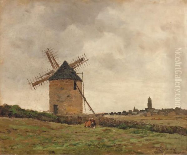 Moulin Dans La Campagne Oil Painting by Emile Cagniart