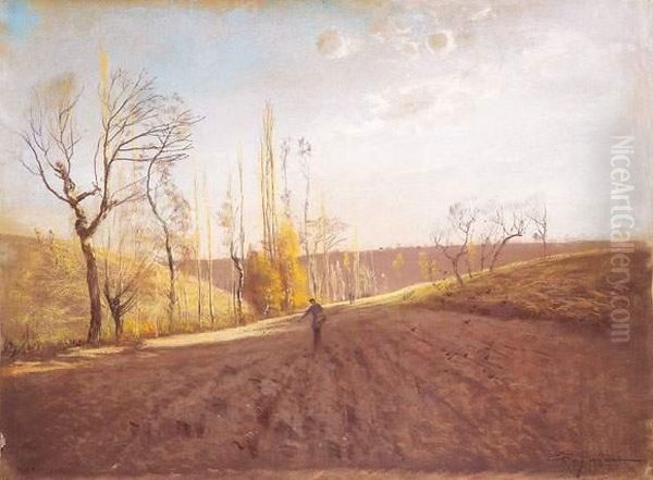 Paysage Champetre, Lever Du Soleil Oil Painting by Emile Cagniart