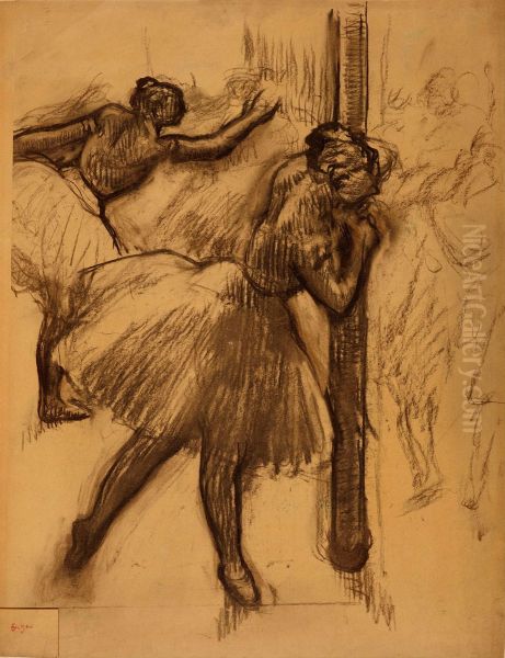 Danseuse, appuyee a une colonne Oil Painting by Edgar Degas