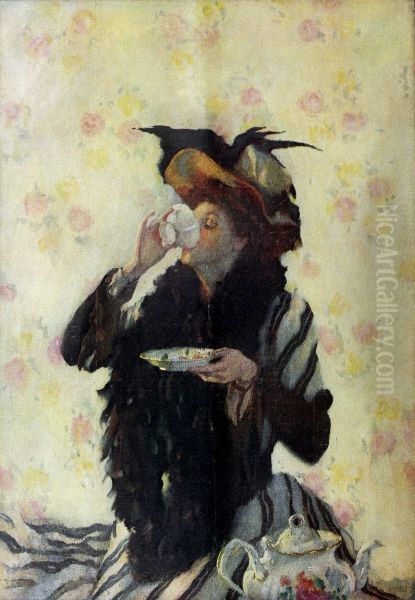 A Cup of Tea, Oil Painting by Lilian Westcott Hale