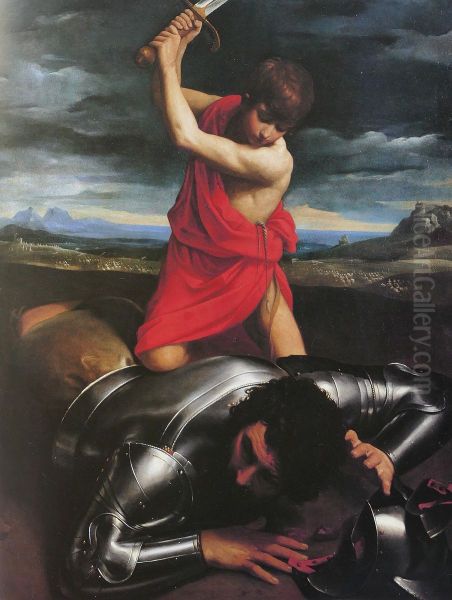 David decapitant Goliath Oil Painting by Guido Reni