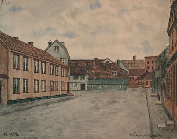 Vognmannsgaten Oil Painting by Henrik Laurentius Helliesen