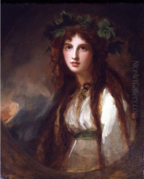 Emma, Lady Hamiltonas a Bacchante Oil Painting by George Romney