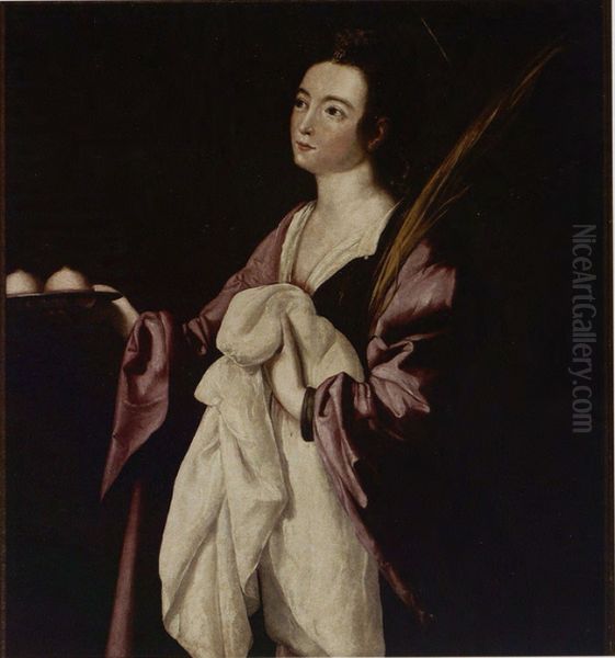 Santa Agueda Oil Painting by Francisco De Zurbaran