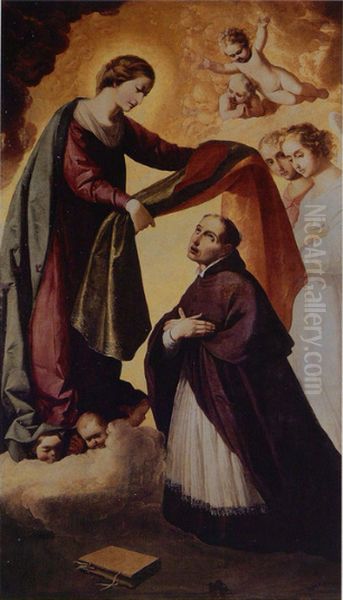 Imposicion de la casulla a San Ildefonso Oil Painting by Francisco De Zurbaran