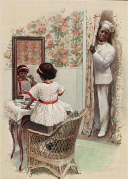 Young Girl At Her Toilette, Cream Of Wheat Advertisement,1913 Oil Painting by William Cahill