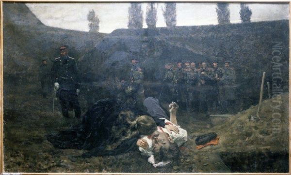 Scene of shooting of the insurgent on the Citadel's hills. Oil Painting by Antoni Piotrowski