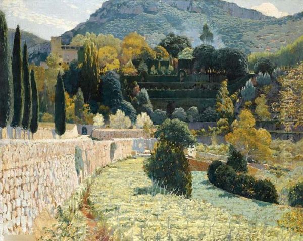 Terraced Garden in Mallorca, 1904 Oil Painting by Santiago Rusinol i Prats