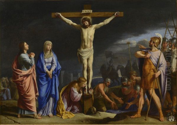 Crucifixion avec la Vierge, saint Jean, sainte Madeleine devant les soldats romains Oil Painting by Jean Baptiste de Champaigne