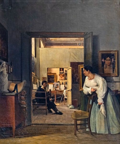 The Studio ofIngresin RomeFrancais:L'atelier d'Ingresa Rome Oil Painting by Jean Alaux