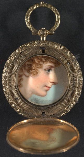 A Lady with Light Brown Hair Worn in Ringlets Oil Painting by Adam Buck