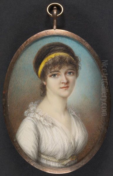 Young Woman with a Yellow Hair Ribbon Oil Painting by Pierre-Noel Violet