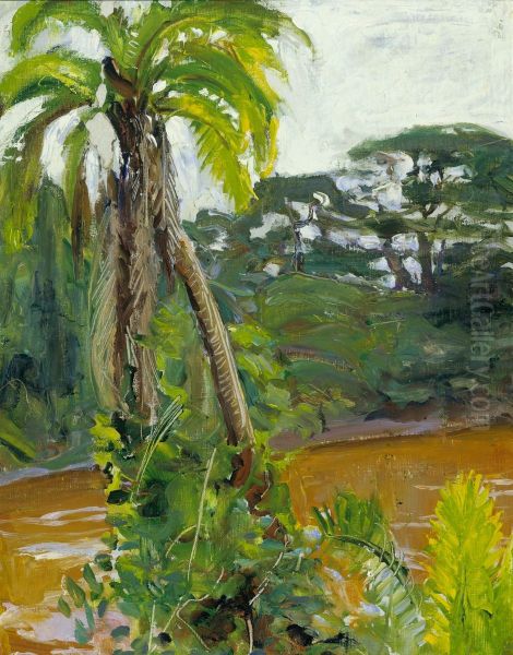 Tropical Palm Tree by the Tana River Oil Painting by Akseli Gallen-Kallela