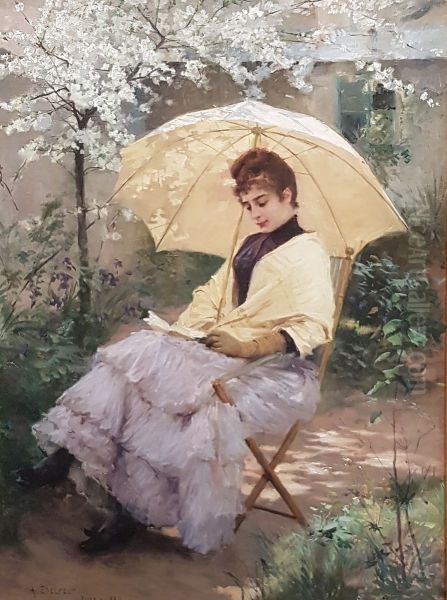 Nainen ja paivanvarjo Oil Painting by Albert Edelfelt