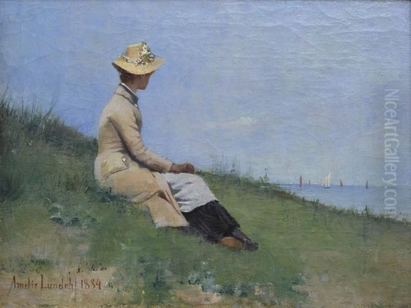 At the Beach, Brittany Oil Painting by Amelie Lundahl