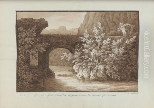 Remains of the Claudian Aqueduct near the Convent of S. Cosimato Oil Painting by Sir Richard Hoare, 2nd Baronet