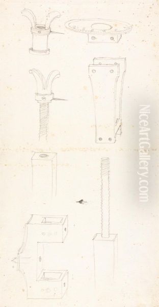 Parts of Mechanical Device Oil Painting by James Bruce