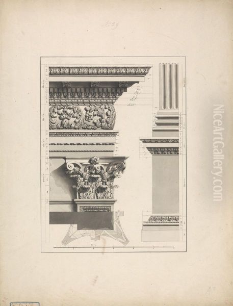 Elevation of Pedestal Entableature of the Arch at Tripoli Oil Painting by James Bruce