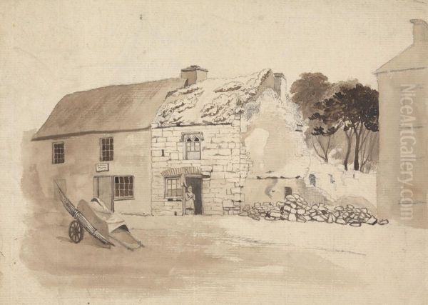 Houses at Kilmallock Oil Painting by Thomas Crofton Croker