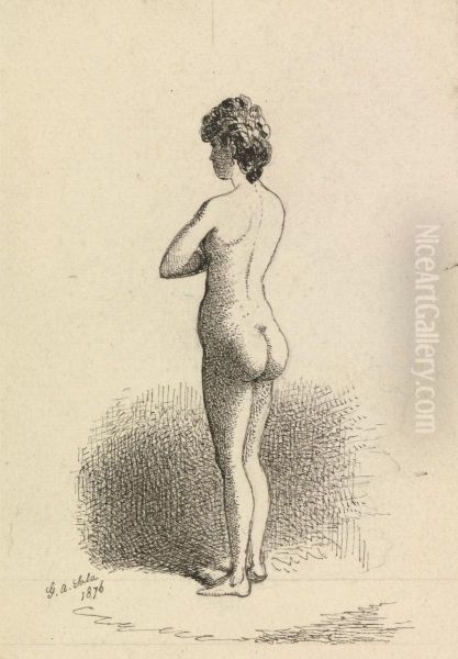 Standing nude Woman Oil Painting by George Augustus Sala