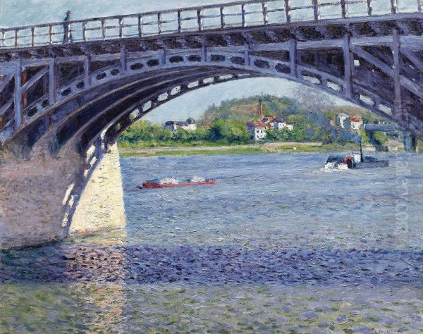 Le Pont D'argenteuil Et La Seine Oil Painting by Gustave Caillebotte