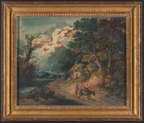 Figure riding a donkey Oil Painting by Gainsborough Dupont