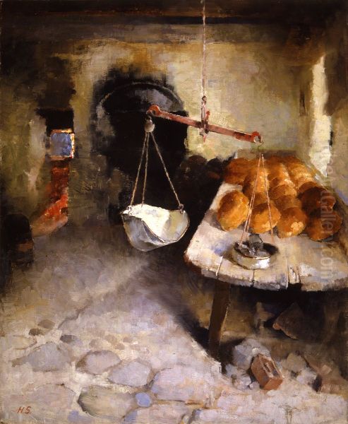 The Bakery Oil Painting by Helene Schjerfbeck