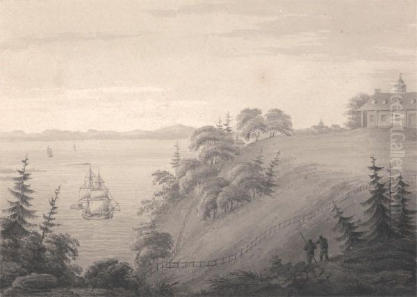 View of Mount Vernon, the seat of General Washington Oil Painting by Isaac Weld