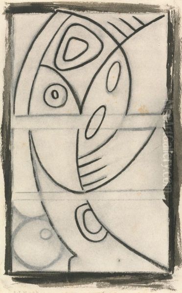 Relief Design of an Abstract Female Figure Oil Painting by Henri Gaudier-Brzeska