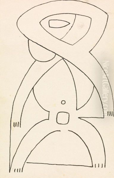 Figure Study for a Relief Design Oil Painting by Henri Gaudier-Brzeska