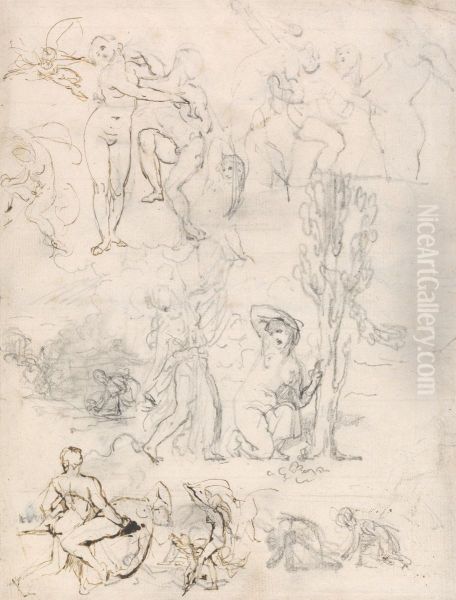 Sheet of sketches Oil Painting by William Etty