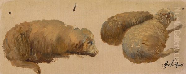 Three Sheep at Rest Oil Painting by Edwin Landseer