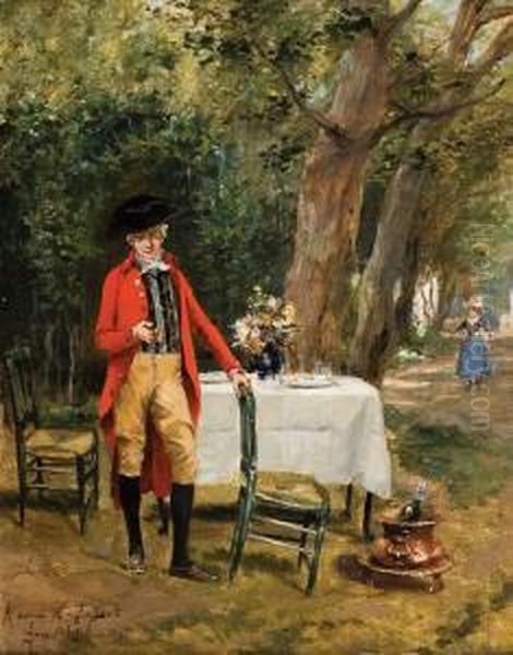 Een Afspraak Voor Een Middag-etentje Oil Painting by Georges Jules Auguste Cain