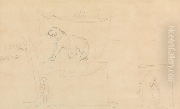 Sketch with a Figure and an Animal Oil Painting by Thomas Daniell